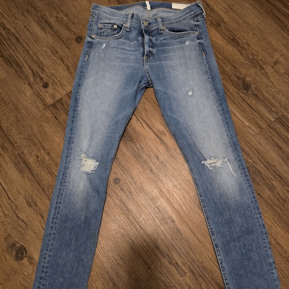 rag & bone Light Blue Distressed Skinny Capri Jeans - Picture 2 of 4